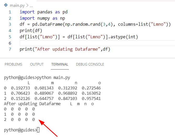 Convierta el valor flotante en un número entero en Pandas